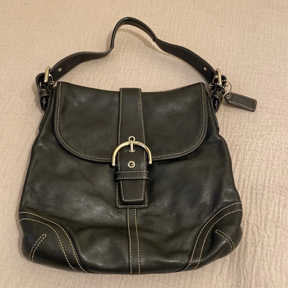 Coach Vintyge Elegant Black Leather Shoulder Bag No H04Da9480
